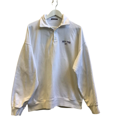 Brandy Melville Mens  Size 14 Oversized Polo Fleece Jumper White