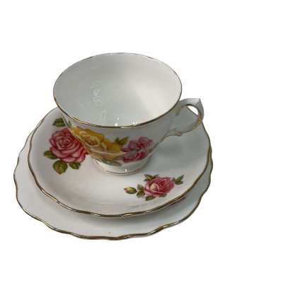 Vintage Royal Vale Pink & Yellow Roses Trio