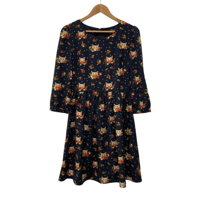 Princess Highway Womens  Size 8 Midi Dress Cat print / Floral / Multicoloured / Navy Blue 