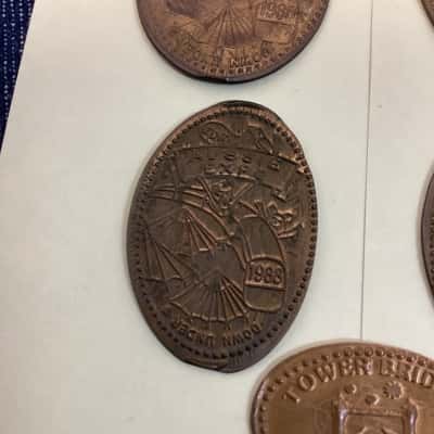 Elongated Souvenir Aussie Expo and Tower Bridge Coins