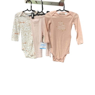  Kids  Carters 3PC Set Size 2 Jumpsuits 1 Pants Pale Pink/ Mushromm 