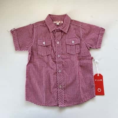 Plum Red Checked Shirt Kids  Size 1 / 12-18m 
