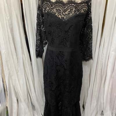 City Chic Womens Maxi Dress Short Sleeve lace Dress Black s