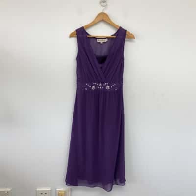 Vintage Ricki Renee Purple Sleeveless Midi Dress Size 10 