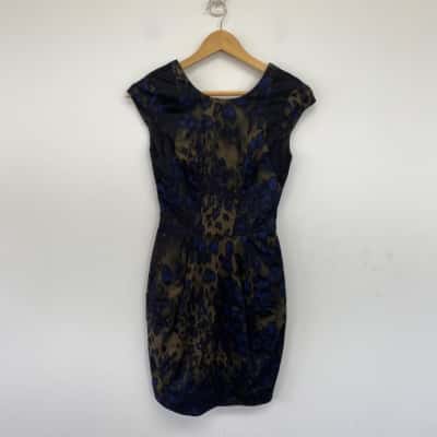 Cue Black Dark Green Sleeveless Office Mini Dress  Size 6 