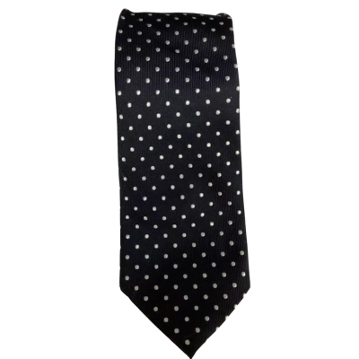 NEW - M.J. Bale Mens Tie Black / Polka Dot / White 