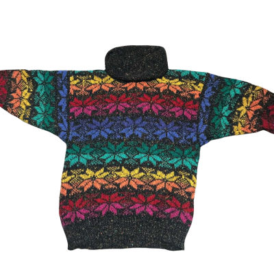 Vava woman’s  vintage Rainbow coloured snowflake Size S Turtleneck Jumper Multicoloured / Pattern 