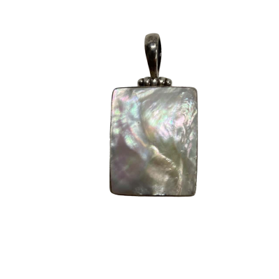 925 Silver Mother Of Pearl Rectangular Pendant 