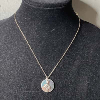 'R' Initial Circle Necklace 925