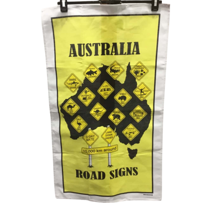 Australian Road Signs Tea Towel 100% Cotton
