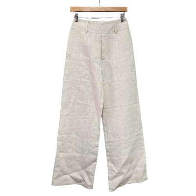 AERE Womens  Size 8 Linen Wide Leg Pants Beige 