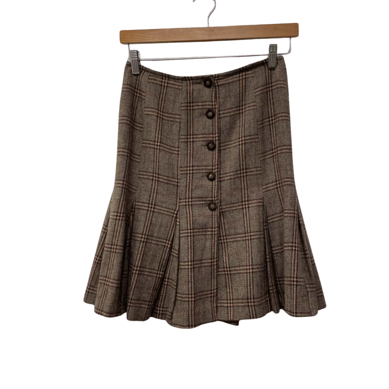 Jigsaw Womens Size 6 Pleated Skirts Brown / Checked
