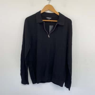 Connor Black Hopper Knit Polo Jumper  Size L 