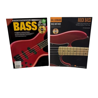 Pair of Progressive Bass and Rock Bass Lesson-by-Lesson Music Books