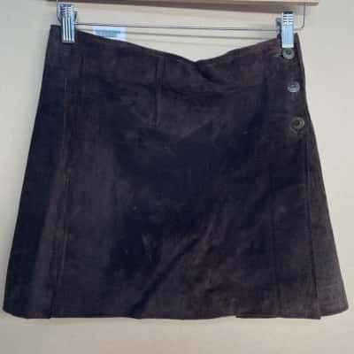  Womens  Size M Leather Skirt Brown Vinetti