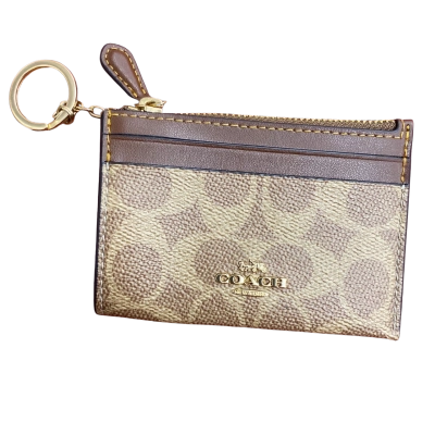 Coach Womens mini-skinny ID case With key ring.Brown 11x8cm