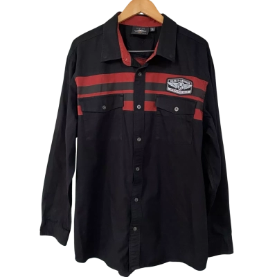 Harley Davidson Mens  Size XXL Long Sleeve Shirt Black  / Red 