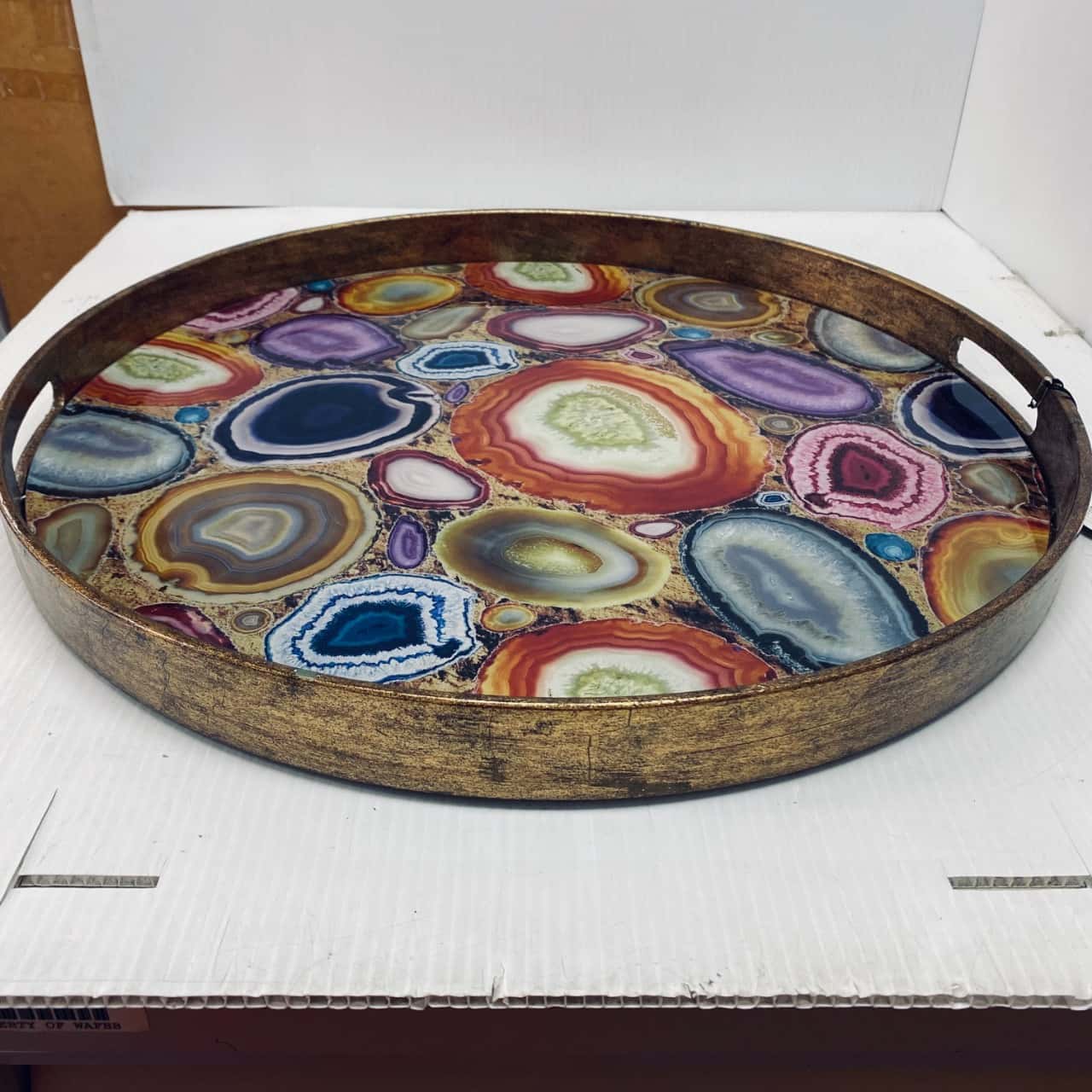 Warm marble serving tray with Different stone accents (s)