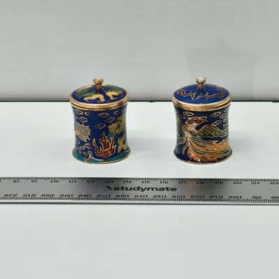 Duo of Chinese Cloisonné Enamel Lidded Pots