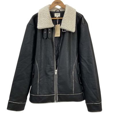 Brand New - Common Need - Mens Altitude Aviator PU Jacket - Size XXL - Washed Black (RRP $150)