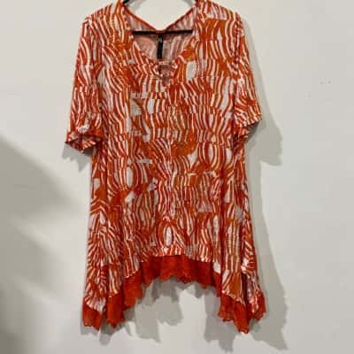 TS Rina Lace Hem Bamboo Crush Tunic Womens  Size 16 Pattern RRP$139.99