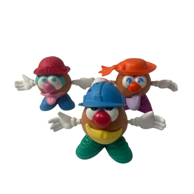 1x Mr and 2x mrs potato head 