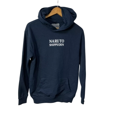 Naruto Shipuden Size XXS Navy Blue Pullover Hoodie with Graphic Collage on Back