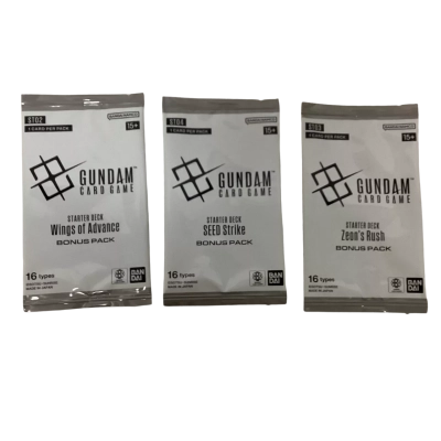 NEW - 3 Individual Gundam Starter Deck Card Game Cards