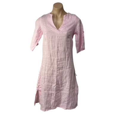 Nomad The Label Womens Size 6 / XXS Pale Pink Linen V-neck Tunic Dress (new)