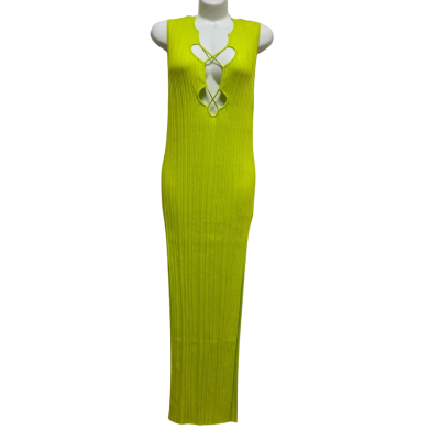 Zara Womens  Size S Cut-Out knit Dress Neon Green 