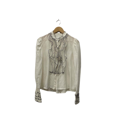 AJE Womens  Size 10 Long Sleeve Shirt Black  / Cream 