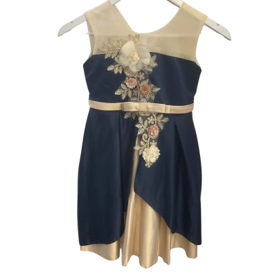  Flower Girls Grown Size 10 Dresses Navy Blue / Gold