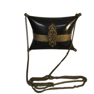 Vintage Pillow Shaped Horn & Brass Miniature Purse  Approx  10 x 8