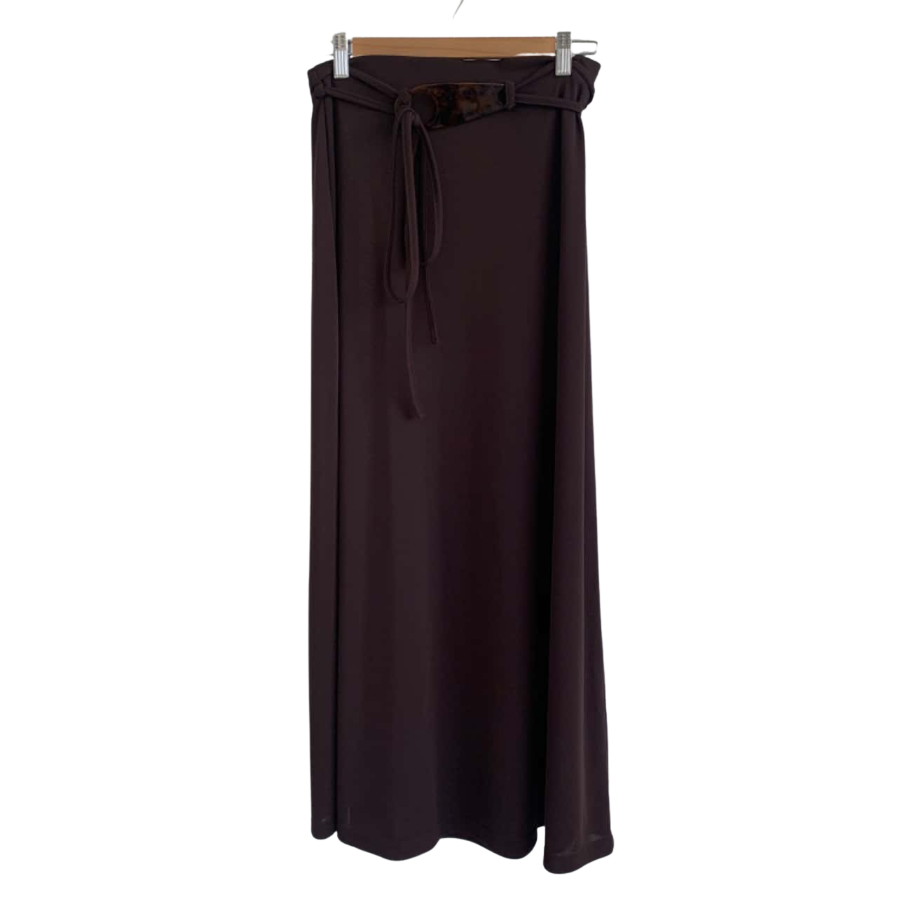 Y2K Brown Chiffon Geometric Bias-Cut Skirt