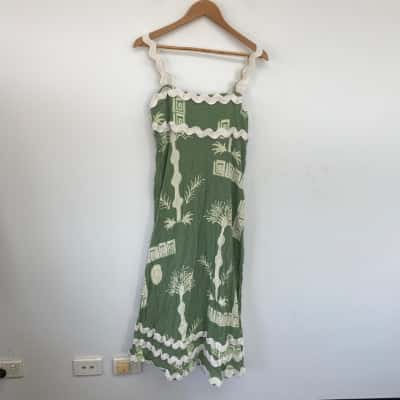Hey Chic Green Pattern Sleeveless Midi Dress  Size 16 