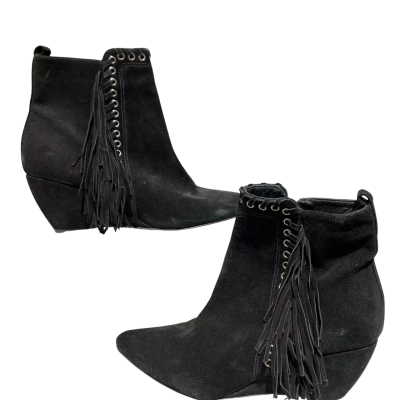 Matisse Womens  Size 9 Tassel Western Boots / Wedges Black Silver Hardware