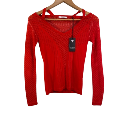 BNWT Guess Womens  Size XS Long Sleeve Top Red 