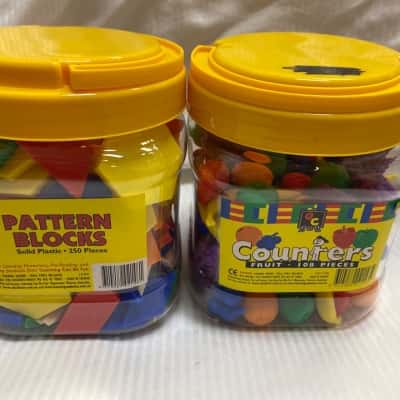 Two Tubs of Pattern Blocks and Counters 
