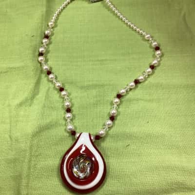  Womens Beaded Necklace glass pendant 