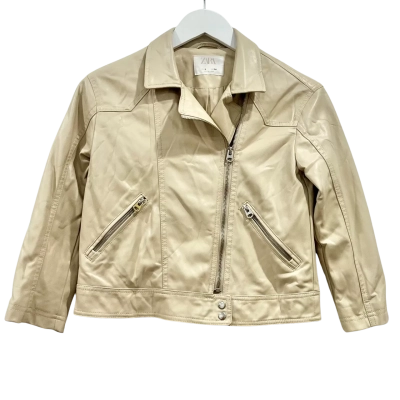 Zara Crop Beige Zip Up Jacket Size 9
