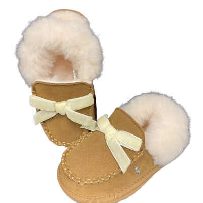 Emu Australia Kids Wool Slipper with strap Chestnut