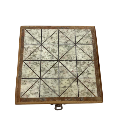 Vintage Wooden Bagh Chal Nepalese Tiger Game with Stone Pieces and Inlay 