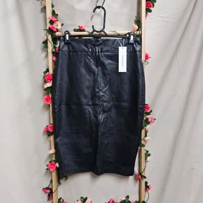 Forever New Black PU Pencil Skirt Size 8 RRP $89.99