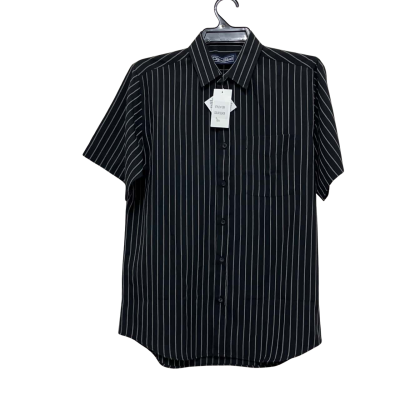 Cipollini Mens  Size S Short Sleeve Shirt Black  / Pinstriped / White 