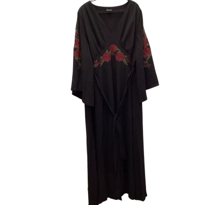 City Chic Womens  Size XXL Maxi Dress Black /Rose Embroidery 