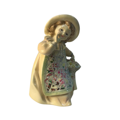 Vintage Figurine Girl with Flowers