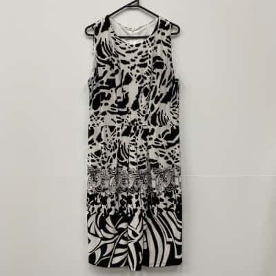 Joseph Ribkoff Women's Sleeveless Dress - Black  / Pattern / White -  Size 18