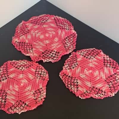 Handmade Pink Starburst Crochet Duchess Set