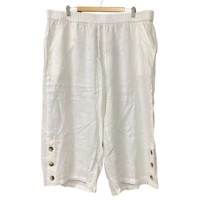 BNWT Virtuelle Womens Size 22 White Linen Cropped Culottes 