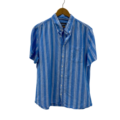  Mens  Size XXL Short Sleeve Shirt Blue / Striped 